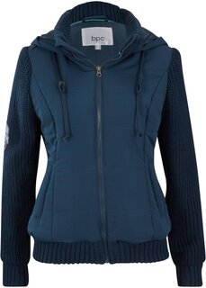 Переходная куртка с трикотажными рукавами и капюшоном Bpc Bonprix Collection, синий