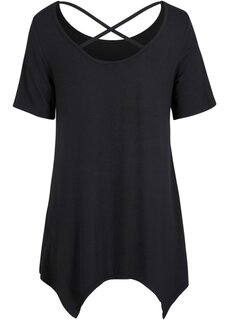 Длинная рубашка на молнии с короткими рукавами Bpc Bonprix Collection, черный