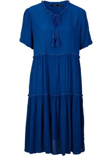 Платье длиной до колена из вискозы с деталью выреза Bpc Bonprix Collection, синий