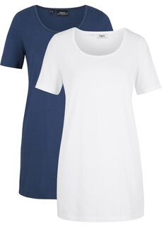 Длинная футболка 2 пары с короткими рукавами Bpc Bonprix Collection, синий