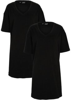 Платье-футболка с v-образным вырезом оверсайз (2 шт в упаковке) Bpc Bonprix Collection, черный
