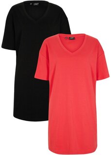 Платье-футболка с v-образным вырезом оверсайз (2 шт в упаковке) Bpc Bonprix Collection, розовый