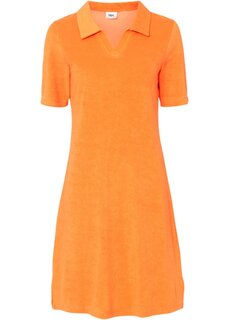 Платье из махровой ткани длиной до колена с воротником-поло Bpc Bonprix Collection, оранжевый