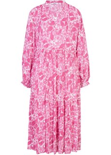 Легкое платье миди из жатой вискозы с воланами и карманами Bpc Bonprix Collection, розовый