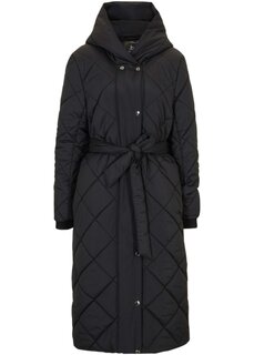 Легкое стеганое пальто с шалевым воротником Bpc Bonprix Collection, черный