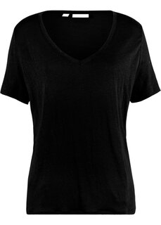 Льняная рубашка свободного покроя Bpc Bonprix Collection, черный