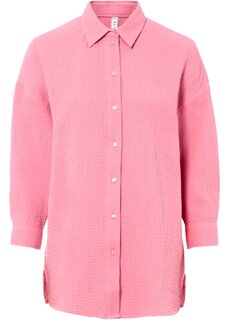 Длинная блузка оверсайз из муслина Rainbow, розовый