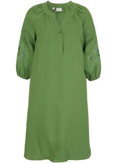 Льняное платье с английской вышивкой Bpc Selection Premium, зеленый