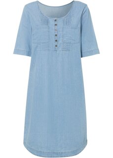 Джинсовое платье закрывающее колени из натурального хлопка рукава до половины Bpc Bonprix Collection, синий
