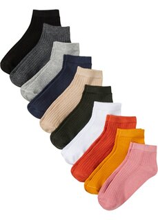 Короткие носки (10 шт) в рубчик из натурального хлопка Bpc Bonprix Collection, черный
