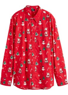 Рубашка с длинными рукавами и рождественским мотивом Bpc Bonprix Collection, красный