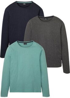 Рубашка с длинным рукавом (3 шт) Bpc Bonprix Collection, зеленый
