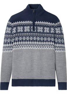 Норвежский свитер с воротником тройер Bpc Bonprix Collection, серый