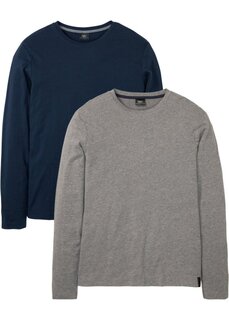 Рубашка с длинными рукавами комфортного кроя (2 шт в упаковке) Bpc Bonprix Collection, синий