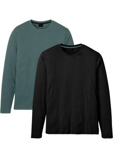 Рубашка с длинными рукавами комфортного кроя (2 шт в упаковке) Bpc Bonprix Collection, черный