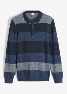 Пуловер с воротником-поло John Baner Jeanswear, синий