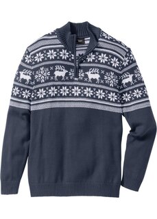 Норвежский свитер с воротником стойкой Bpc Bonprix Collection, синий
