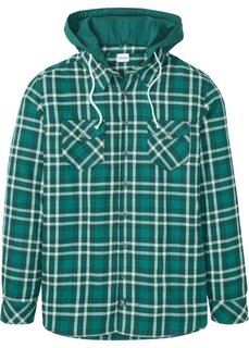 Фланелевая рубашка с длинными рукавами и съемным капюшоном John Baner Jeanswear, зеленый