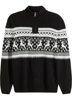 Норвежский свитер с воротником тройер Bpc Bonprix Collection, черный