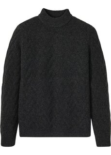 Структурный свитер с воротником-стойкой Bpc Bonprix Collection, черный