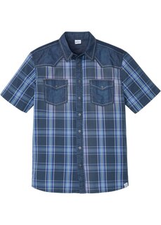 Рубашка с короткими рукавами и джинсовой отделкой John Baner Jeanswear, синий