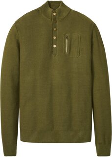 Пуловер с планкой на пуговицах John Baner Jeanswear, зеленый