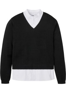 Пуловер со вставкой под рубашку Bpc Selection, белый