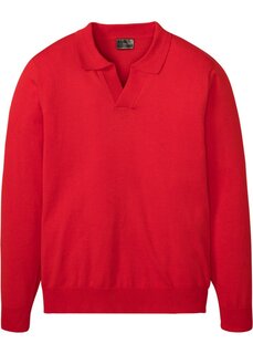 Пуловер с воротником-поло Bpc Selection, красный