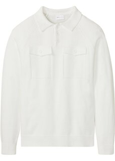Пуловер с воротником-поло Bpc Selection, белый