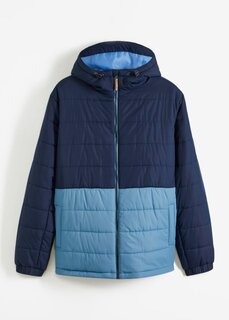 Стеганая куртка с капюшоном из переработанного полиэстера Bpc Bonprix Collection, синий