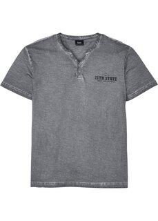 Рубашка на пуговицах с эффектом потертости короткие рукава Bpc Bonprix Collection, серый