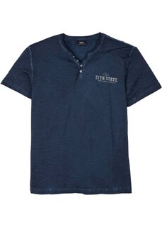 Рубашка на пуговицах с эффектом потертости короткие рукава Bpc Bonprix Collection, синий