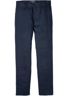 Льняные брюки-чиносы стандартного кроя с удобным прямым поясом Bpc Selection, синий