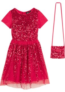 Праздничное платье для девочек с пайетками и карманом Bpc Bonprix Collection, красный
