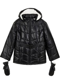 Зимнее стеганое пальто для девочки с варежками Bpc Bonprix Collection, черный