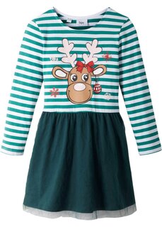 Рождественское трикотажное платье для девочек с тюлем Bpc Bonprix Collection, зеленый