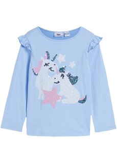 Рубашка для девочки с длинными рукавами и пайетками Bpc Bonprix Collection, синий