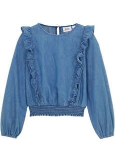 Джинсовая блузка для девочки с рюшами Bpc Bonprix Collection, синий