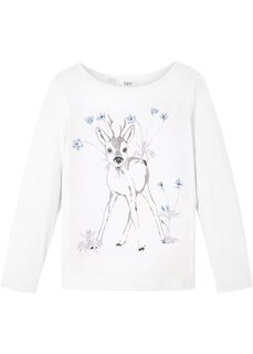 Рубашка с длинными рукавами для девочек из натурального хлопка Bpc Bonprix Collection, белый