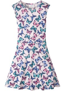 Трикотажное платье для девочек с принтом бабочки из натурального хлопка Bpc Bonprix Collection, розовый