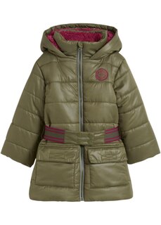 Зимняя куртка для девочки на подкладке с поясом Bpc Bonprix Collection, зеленый