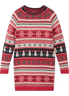 Вязаное платье для девочки с зимним мотивом Bpc Bonprix Collection, красный
