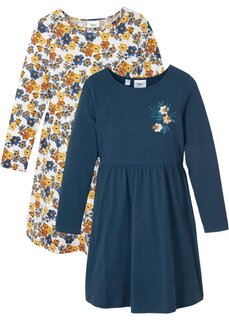 Трикотажное платье для девочек (2 шт) из натурального хлопка Bpc Bonprix Collection, бежевый