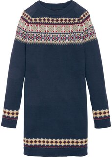 Трикотажное платье для девочки с норвежским узором Bpc Bonprix Collection, синий