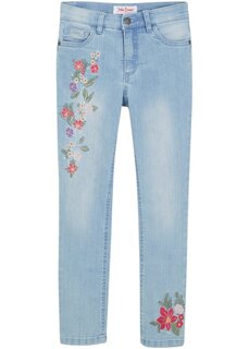 Джинсы скинни для девочек с цветочной вышивкой John Baner Jeanswear, голубой