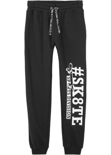 Спортивные штаны для мальчиков с крутым принтом из экологически чистого хлопка Bpc Bonprix Collection, черный