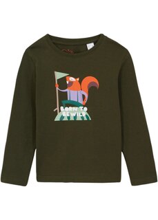 Рубашка для мальчика с длинными рукавами и животным мотивом Bpc Bonprix Collection, зеленый