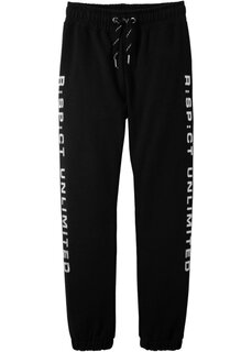 Узкие спортивные штаны с серебристым принтом для мальчиков Bpc Bonprix Collection, черный