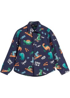 Рубашка приталенного кроя с длинными рукавами и принтом динозавров для мальчика Bpc Bonprix Collection, синий