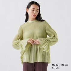 Блузка со складками из майолики PLST, зеленый